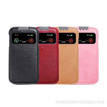 Leather Case for Samsung Galaxy S4 i9500 with Window Open, Flip Up and Down
